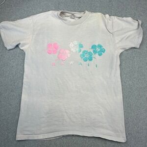 Vintage 80s Stedman Hawaii Hibiscus T Shirt Single Stitch White Large USA Made
